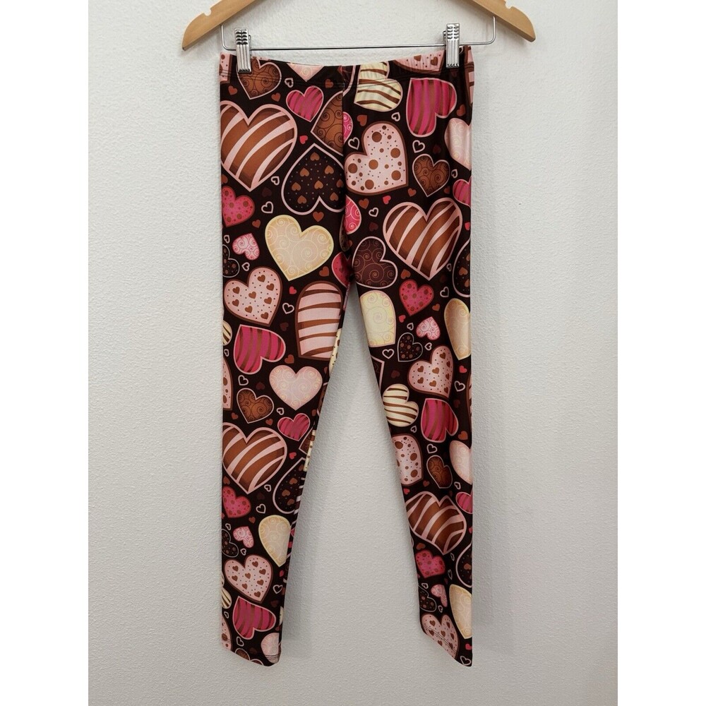 PINEAPPLE CLOTHING Heart leggings valentines day junior size 12/13 EUC athletic